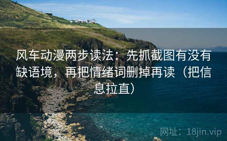 风车动漫两步读法：先抓截图有没有缺语境，再把情绪词删掉再读（把信息拉直）