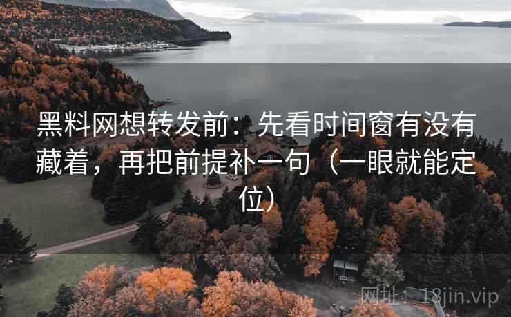 黑料网想转发前：先看时间窗有没有藏着，再把前提补一句（一眼就能定位）
